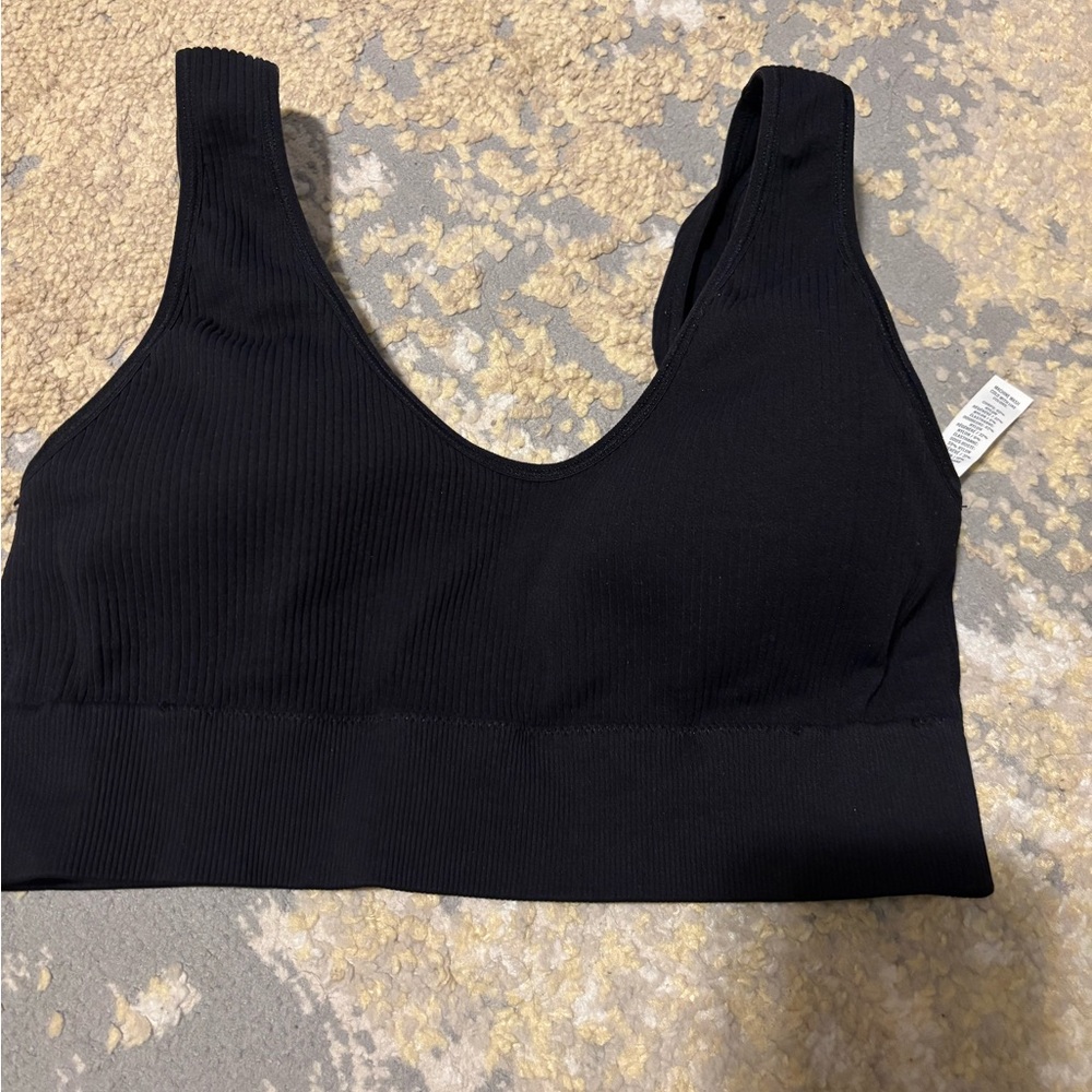 Aerie Black Ribbed Bralette